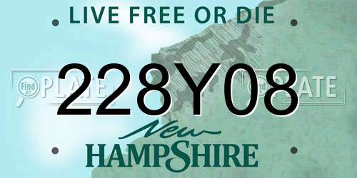 228Y08 New Hampshire License Plate