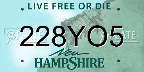 228YO5 New Hampshire License Plate