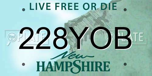228YOB New Hampshire License Plate