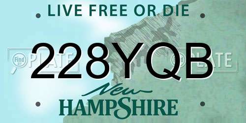 228YQB New Hampshire License Plate