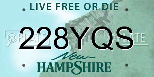 228YQS New Hampshire License Plate