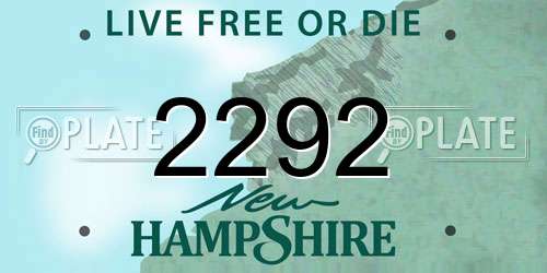 2292 New Hampshire License Plate