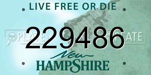 229486 New Hampshire License Plate