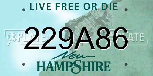 229A86 New Hampshire License Plate