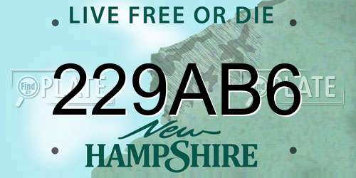 229AB6 New Hampshire License Plate
