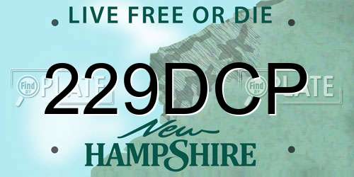 229DCP New Hampshire License Plate