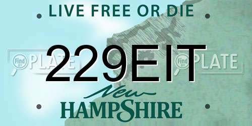 229EIT New Hampshire License Plate
