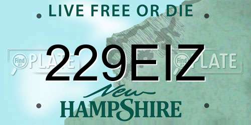 229EIZ New Hampshire License Plate