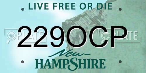 229OCP New Hampshire License Plate