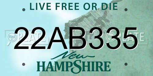 22AB335 New Hampshire License Plate