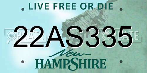 22AS335 New Hampshire License Plate