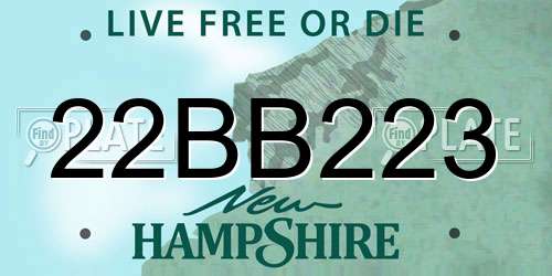 22BB223 New Hampshire License Plate