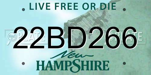 22BD266 New Hampshire License Plate