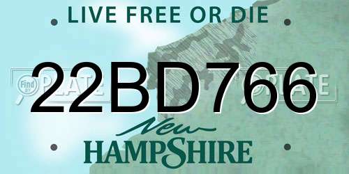 22BD766 New Hampshire License Plate