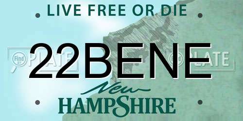 22BENE New Hampshire License Plate