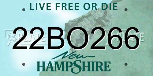 22BO266 New Hampshire License Plate