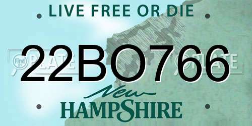 22BO766 New Hampshire License Plate