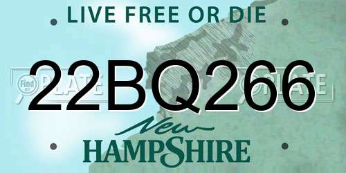 22BQ266 New Hampshire License Plate