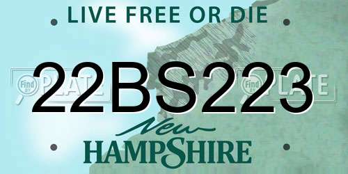 22BS223 New Hampshire License Plate