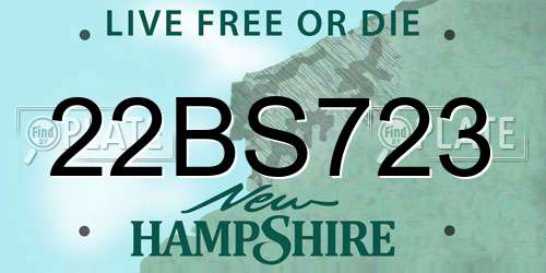 22BS723 New Hampshire License Plate