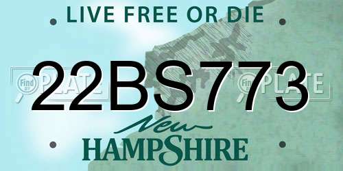 22BS773 New Hampshire License Plate