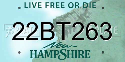 22BT263 New Hampshire License Plate