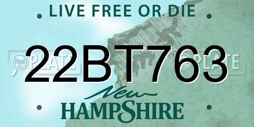 22BT763 New Hampshire License Plate