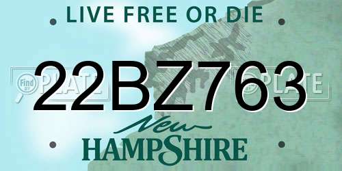 22BZ763 New Hampshire License Plate