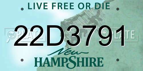 22D3791 New Hampshire License Plate