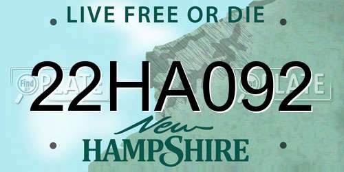 22HA092 New Hampshire License Plate