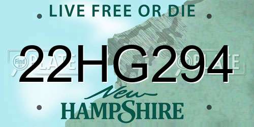 22HG294 New Hampshire License Plate