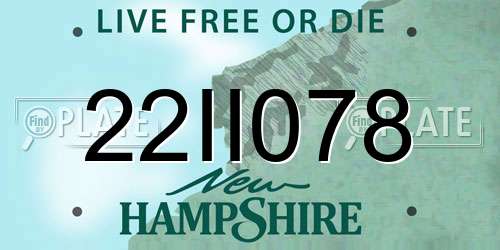 22II078 New Hampshire License Plate