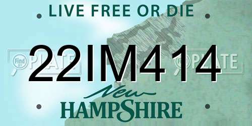 22IM414 New Hampshire License Plate