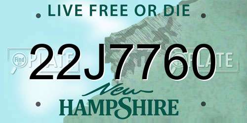 22J7760 New Hampshire License Plate