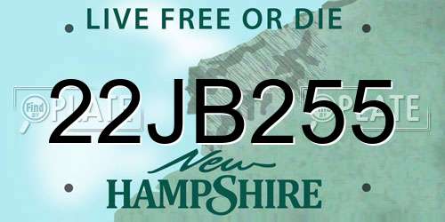22JB255 New Hampshire License Plate