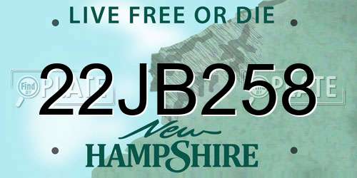 22JB258 New Hampshire License Plate