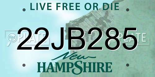 22JB285 New Hampshire License Plate