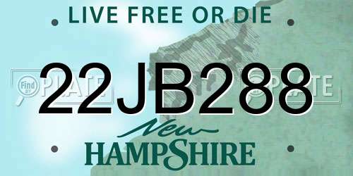22JB288 New Hampshire License Plate