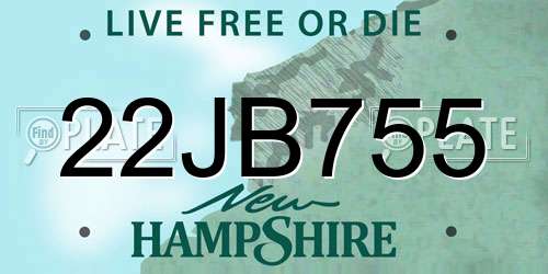 22JB755 New Hampshire License Plate