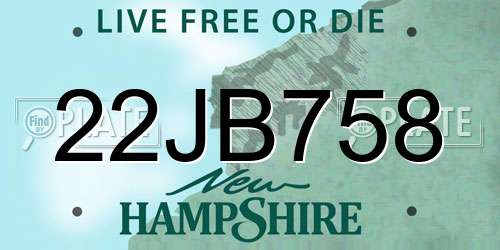 22JB758 New Hampshire License Plate