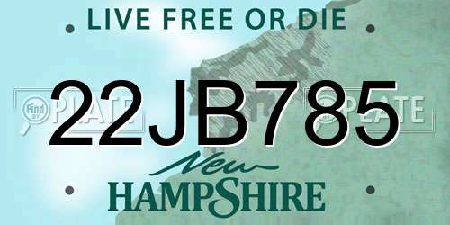 22JB785 New Hampshire License Plate
