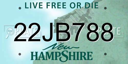 22JB788 New Hampshire License Plate