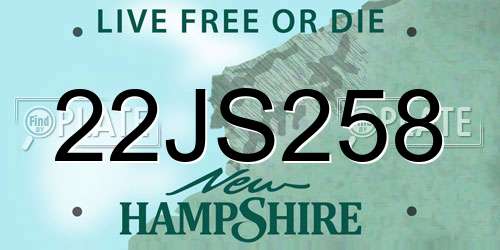 22JS258 New Hampshire License Plate