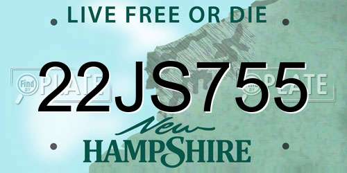 22JS755 New Hampshire License Plate