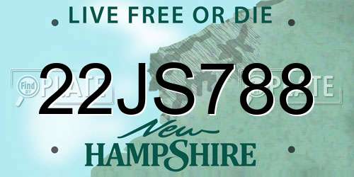 22JS788 New Hampshire License Plate