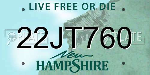 22JT760 New Hampshire License Plate