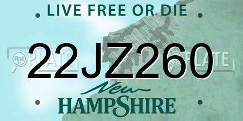 22JZ260 New Hampshire License Plate
