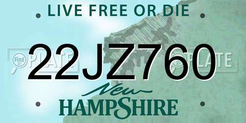 22JZ760 New Hampshire License Plate
