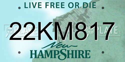 22KM817 New Hampshire License Plate