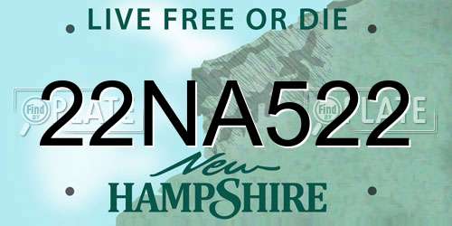 22NA522 New Hampshire License Plate
